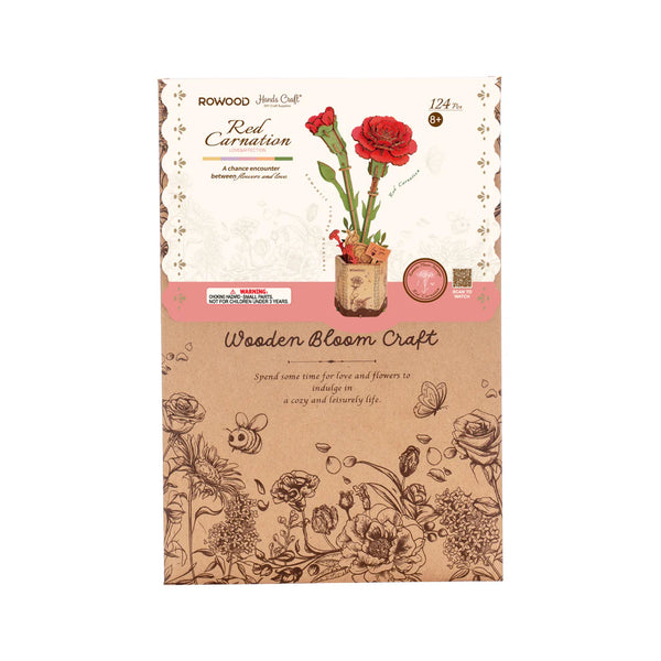 Wooden Puzzle: Red Carnation