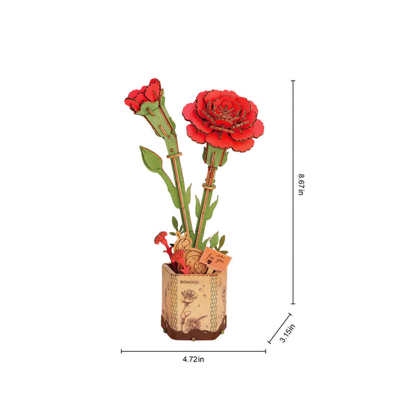 Wooden Puzzle: Red Carnation