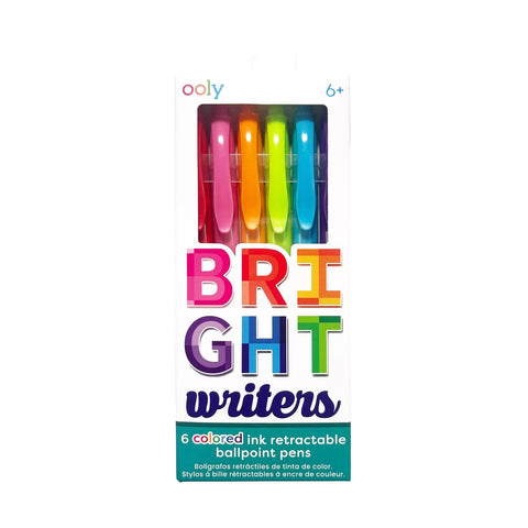 Bright Writers - 6 Colored Ink Retractable Ball-point Pens