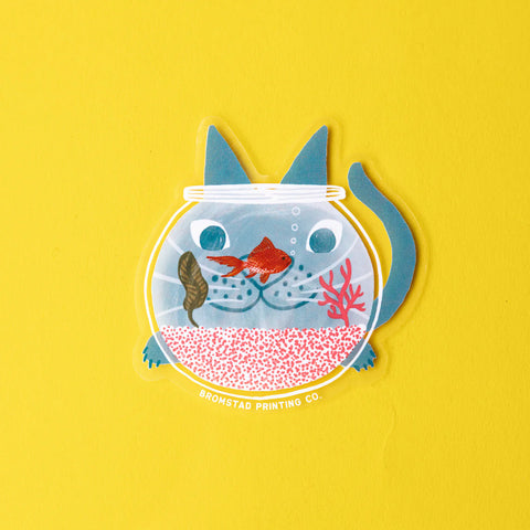 Fishbowl Cat Sticker